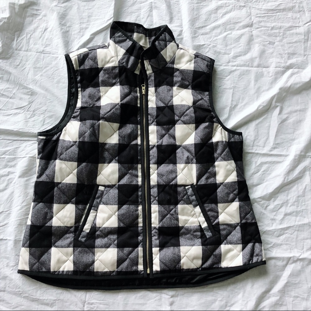 Black and white plaid vest